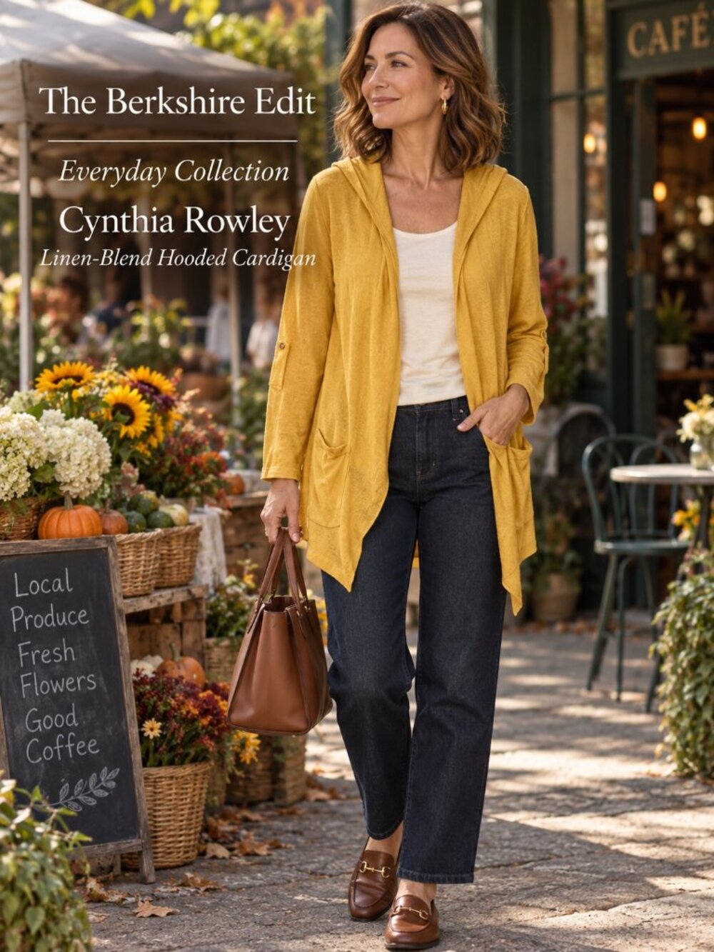Cynthia Rowley Linen Blend Hooded Cardigan Mustard Yellow Open Front S